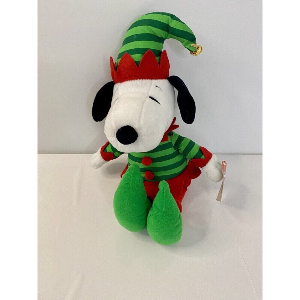 Hallmark Snoopy Red Green Christmas Holiday Jester Joker‎ Plush Stuffed Animal